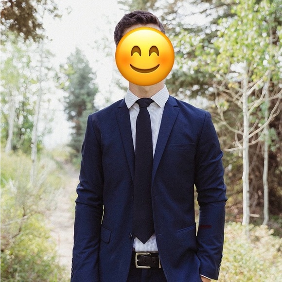 H & M Navy Blue Men’s Suit Shirt S/M Pants 33R